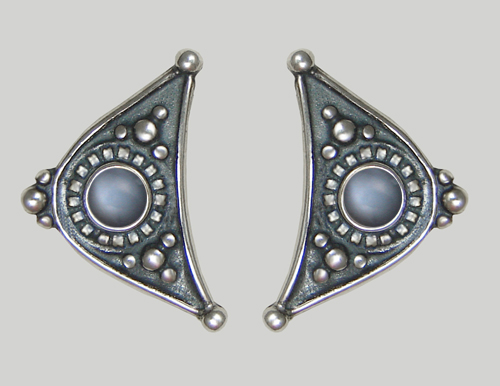 Sterling Silver Little Grey Moonstone Post Stud Earrings